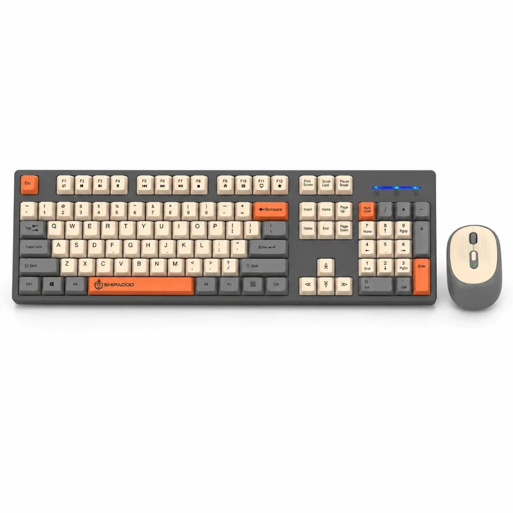 SHIPADOO W1060 2.4G Wireless Gaming Keyboard and Mouse Combo Ergonomic Full Size for Laptop Desktop PC Home Office Accessories