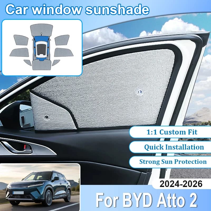 Car For BYD Atto 2 Accessories Yuan Up Pro SC3E 2024 2025 2026 Aluminum Foil Windshield Shade Auto Covers UV Protector Sunshades