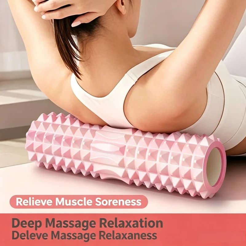 Yoga Foam Roller Kit 45cm, Deep Tissue Muscle Massager with Yoga Blocks for Home Workout Pilates Fitness Training