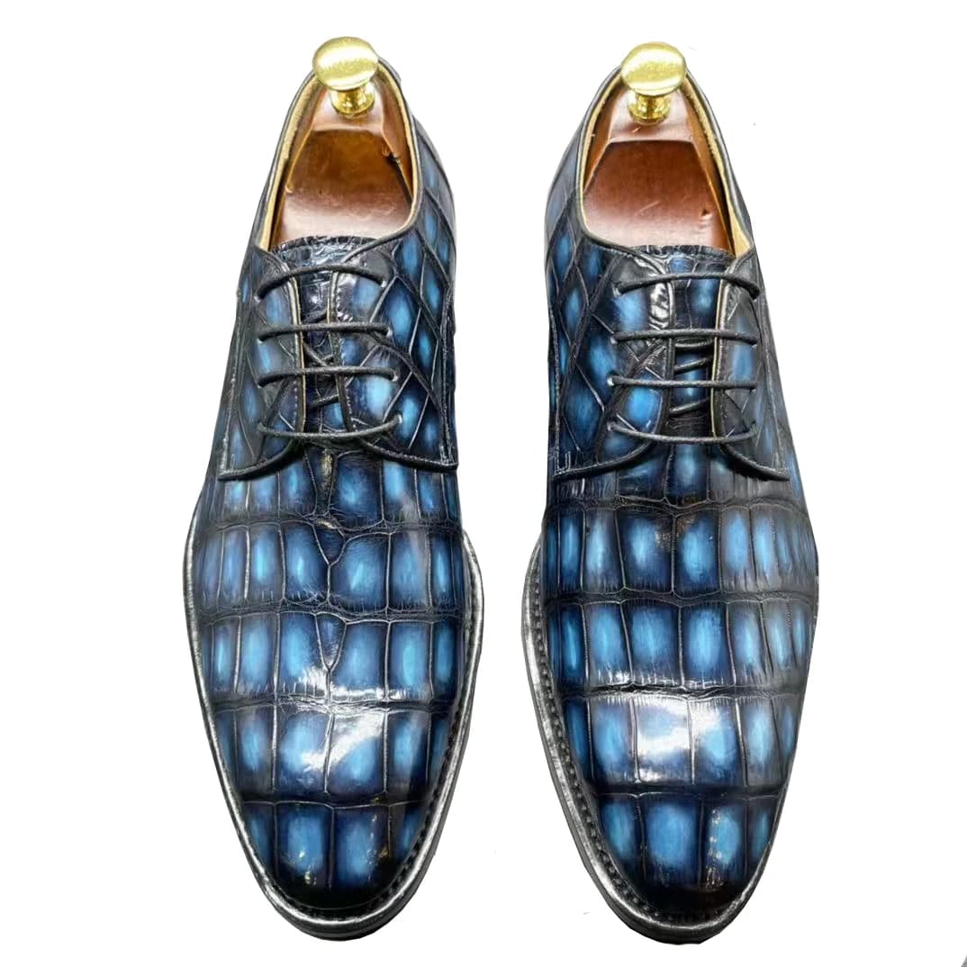 Scarpe eleganti da uomo Yingshang, nuove, in pelle di coccodrillo, per matrimonio, moda, affari, colore spazzolato