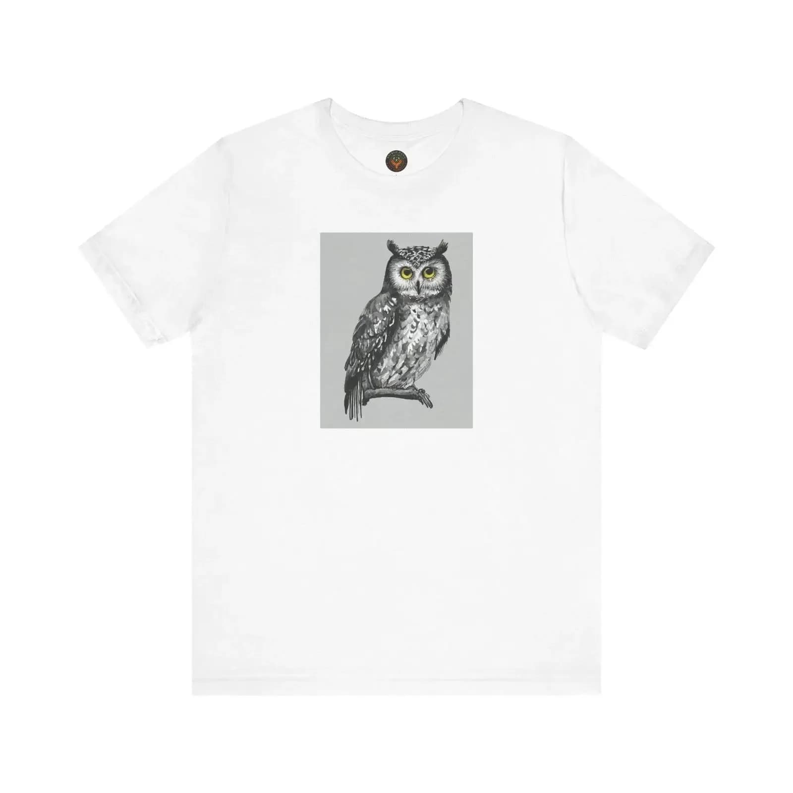 T-shirt con gufo, per amanti della natura, arte con uccelli, abbigliamento casual, vintage, lavato, versatile, alla moda, traspirante, comodo, abbigliamento di design da uomo
