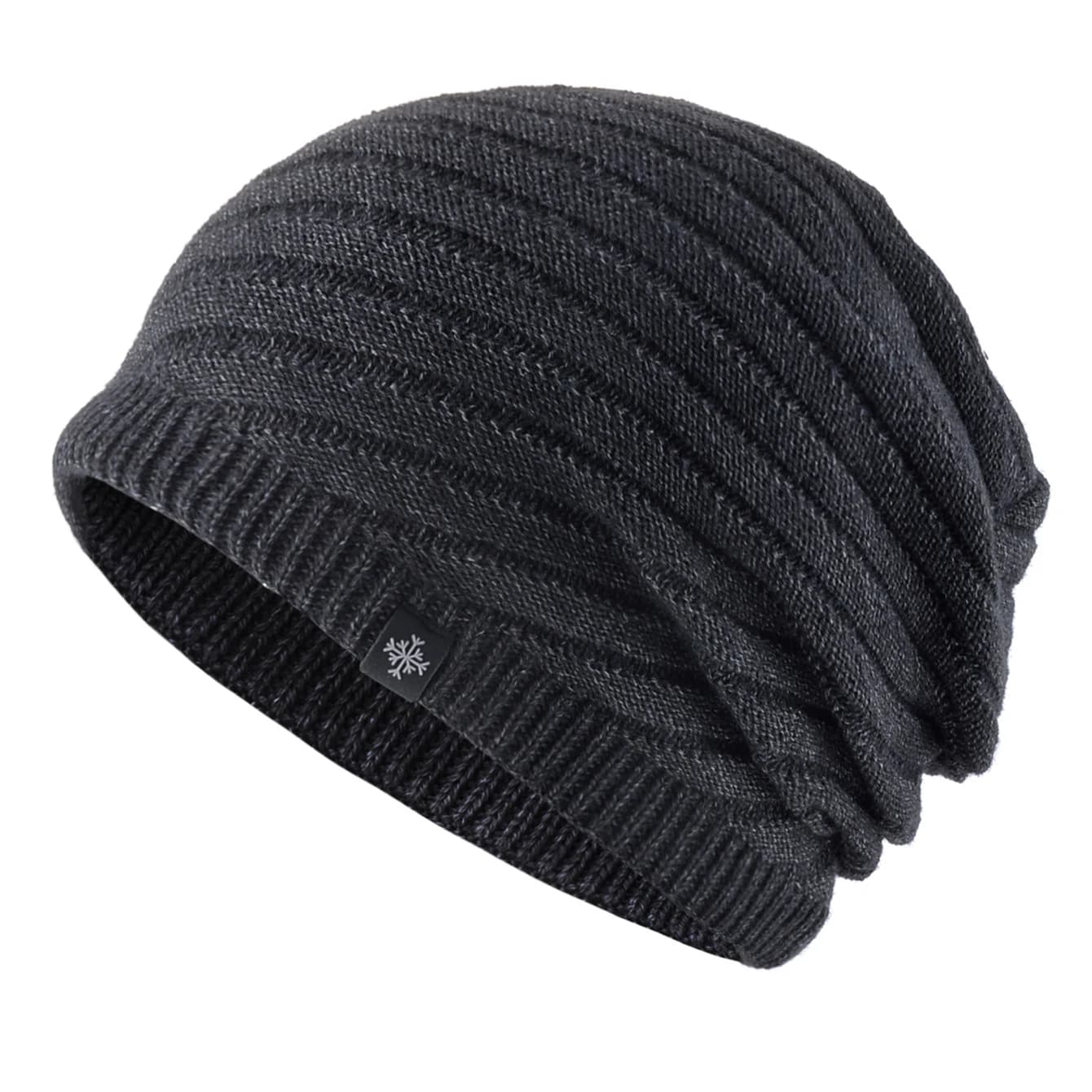 Winter Knitted Beanie Knitting Striped Beanie Men's Thick Hats Outdoor Warm Ski Beanies For Men Double Layers With Velvet