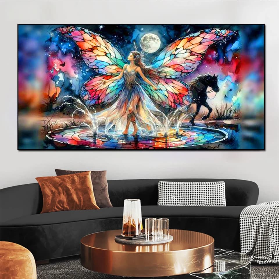 Farfalla Fata Cavallo Nero Pittura Diamante 5D Fai Da Te Nuovo 2025 Pieno Quadrato Diamante Rotondo Mosaico Arte Punto Croce Kit Ricamo