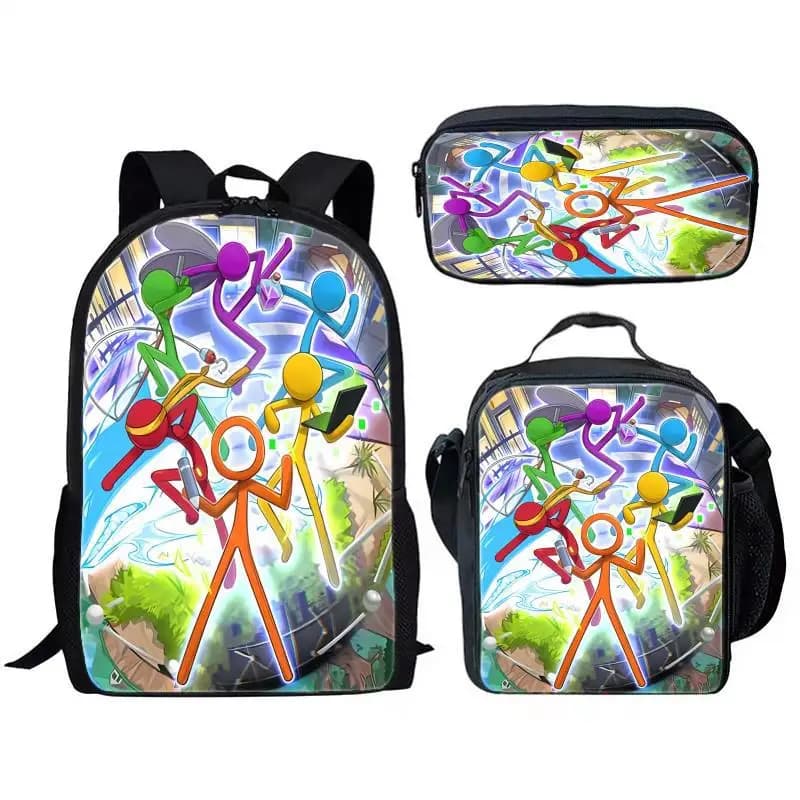 Di lusso Popolare Divertente Alan Becker Stampa 3D 3 pz/set borse da scuola per alunni Zaino per laptop Zaino Borsa da pranzo a tracolla Astuccio