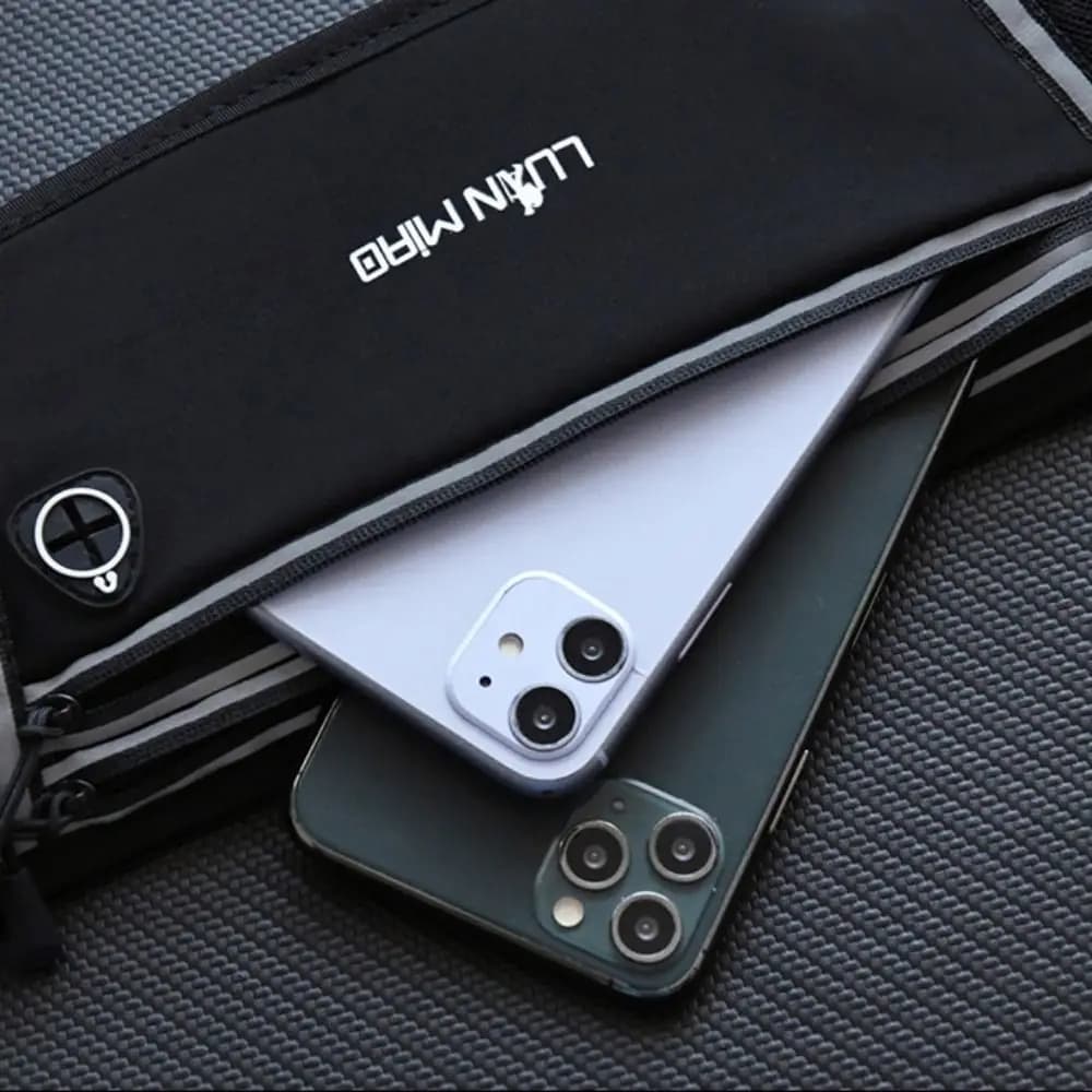 Marsupio da Corsa con Porta Bottiglia e Custodia Impermeabile per Telefono, Marsupio Idratazione per Maratona, Marsupio Sportivo con Porta Bottiglia e Custodia per Telefono