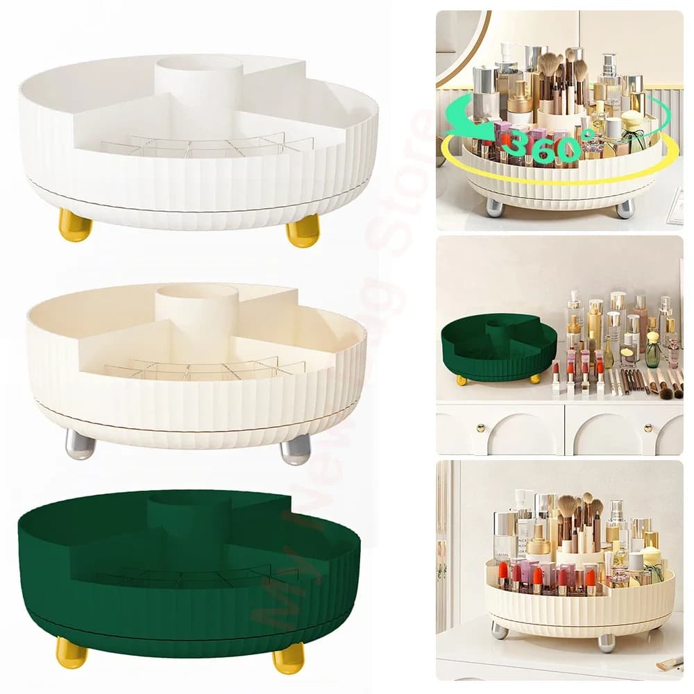360 ° Porta pennelli per trucco rotante Scatola portaoggetti da tavolo Organizzatore per trucco di lusso Rossetti Contenitore per trucco Scatola per organizer per trucco