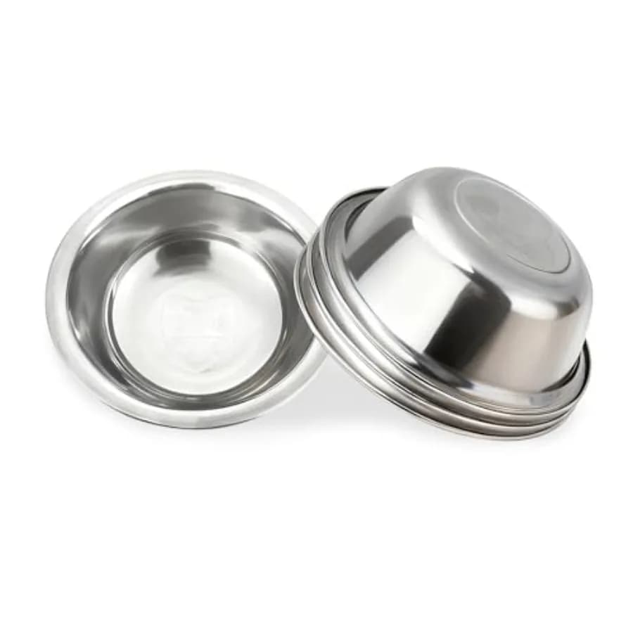 4-Pack Stainless Steel Cat Bowls, 5.5'' Non-Tip Pet Food Dishes, Easy Clean Water Bowls for Indoor/Outdoor Use​