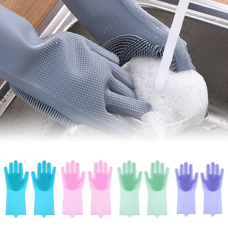 1 paio di guanti per lavare i piatti in silicone, guanti da bagno, guanti per la pulizia dei piatti, adatti per la pulizia della spazzola in spugna domestica