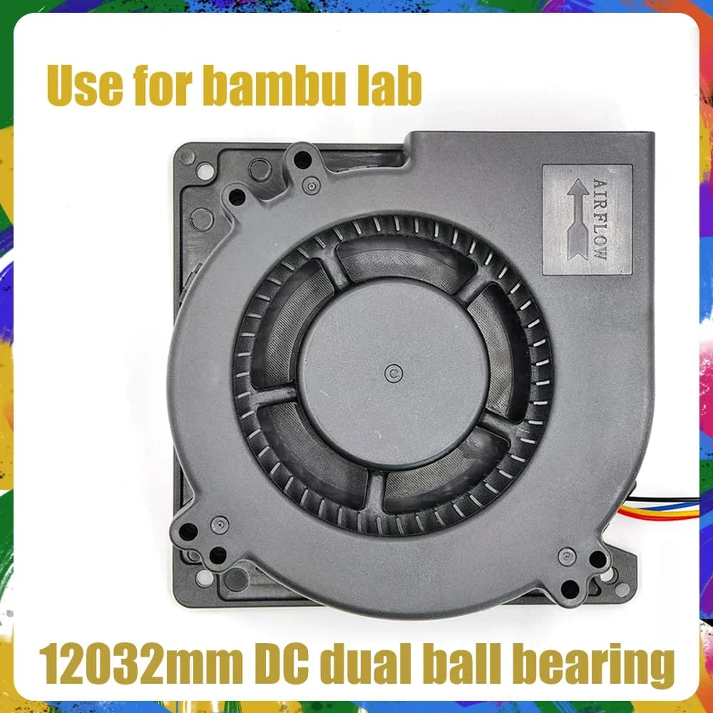 12032mm Fan for Bambu Lab P1P 12CM Fan with Double Ball Bearing Powerful DC 24V 4Pin 3D Printer Part of 3D Printer Cooling Device