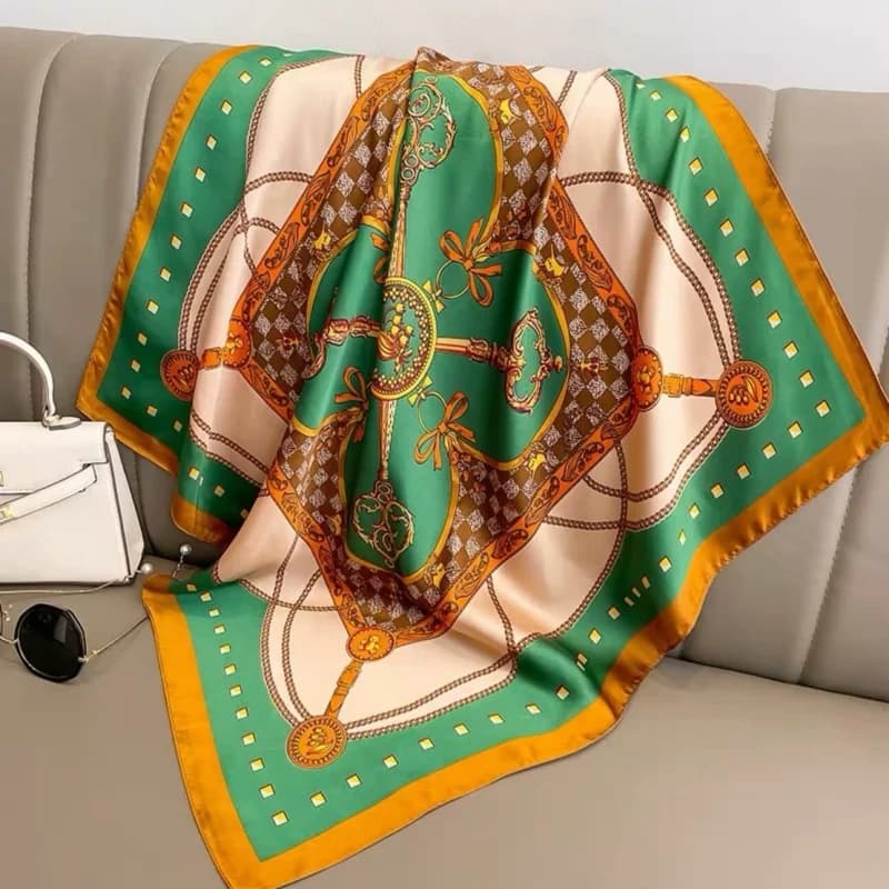 Cintura di cavallo di lusso Stampa Sciarpa quadrata di seta Donna Fasce per capelli Hijab Fazzoletto da collo Scialle di raso femminile Fascia per capelli Bandana di moda
