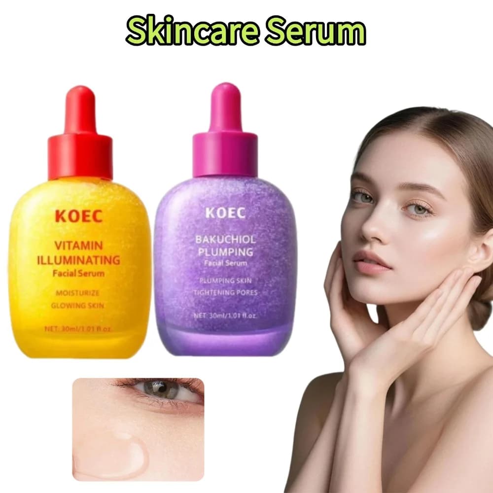Bakuchiol Plumping Serum Vitamin C Brightening Face Essence NAD Peptide Firming Moisturizing Glowing Skin Pore Minimizer 30ml