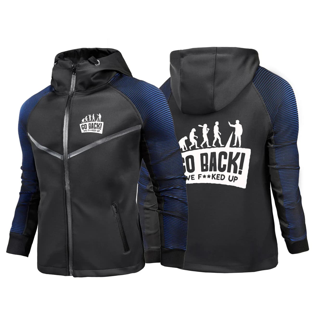 Evolution Themed Humor Men's racing jacket suitable for spring and autumn with printed patterns hoodies jacket