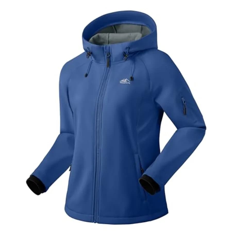 Women's Fleece Lined Softshell Jacket Windproof Warm Light Waterproof Hooded Jacket for Women Winter/Fall/Spring