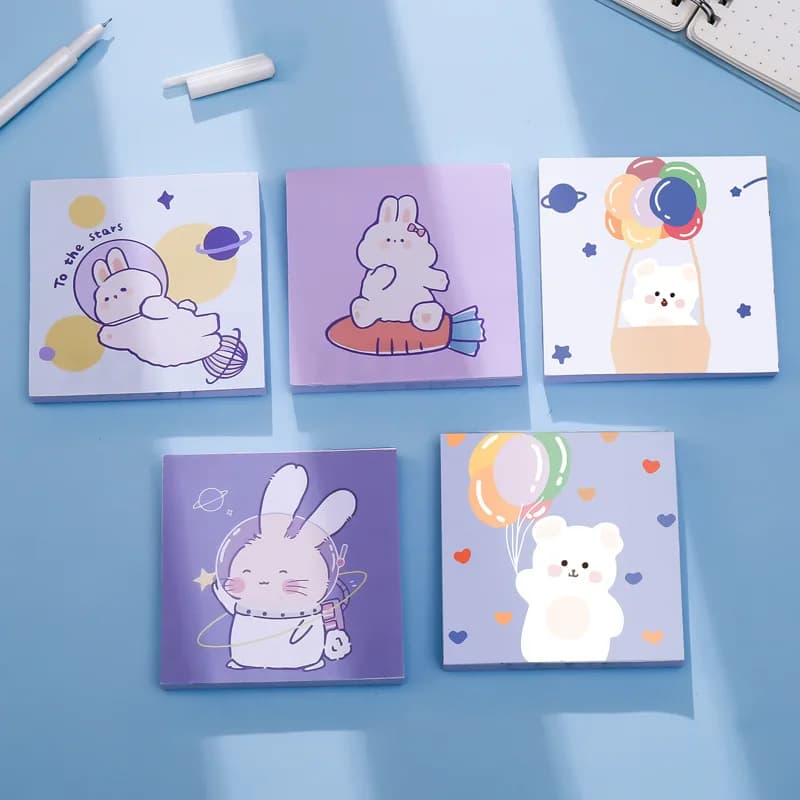 100 sheets Sticky Notes Cute Rabbit Bear Students Memo Pad Office Stationery 80*80mm