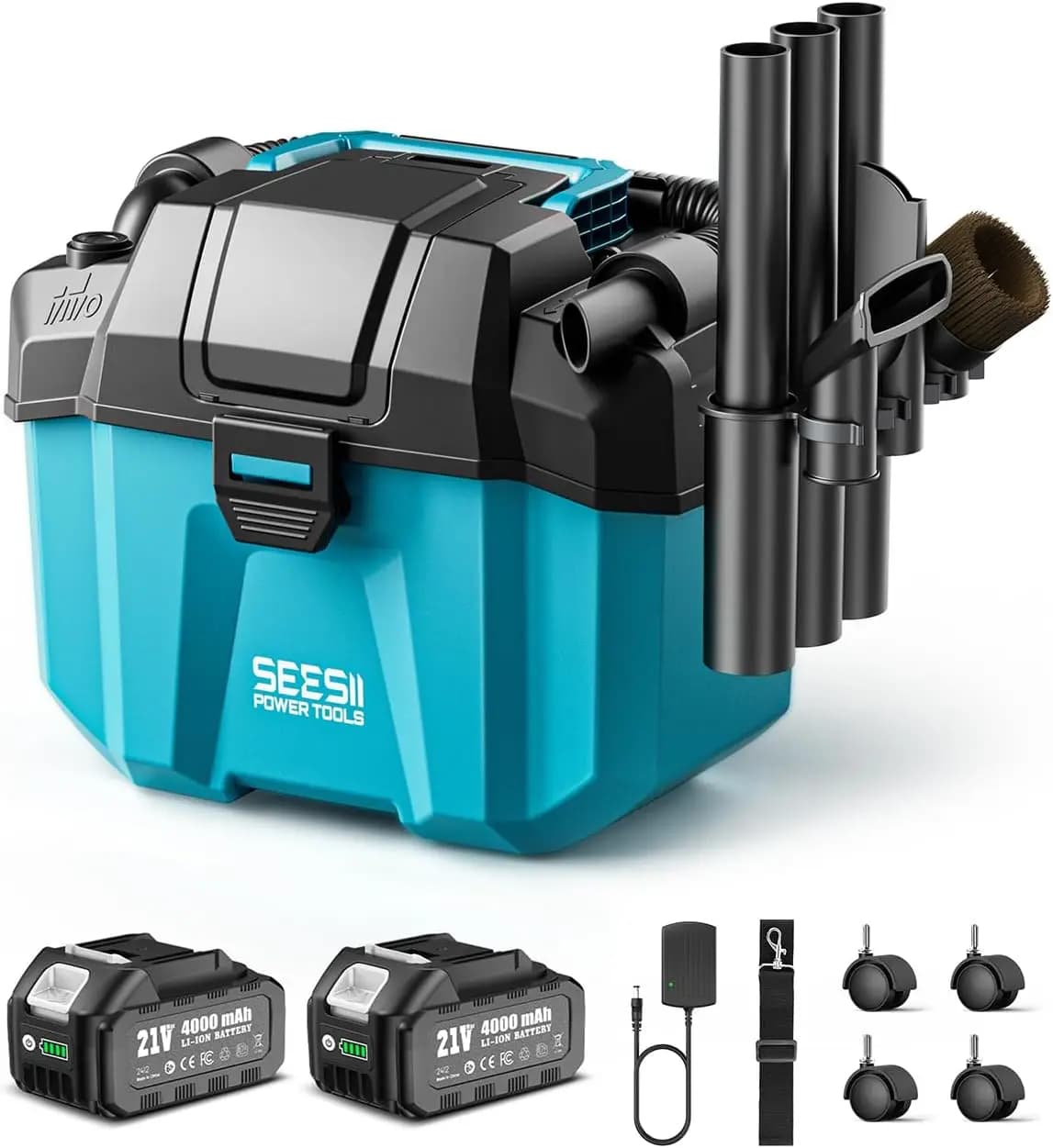 Aspirapolvere Senza Fili per Liquidi e Solidi da 2,6 Galloni, 3-in-1 con Filtro HEPA, 2 Batterie e Accessori per Garage, Auto e Officina