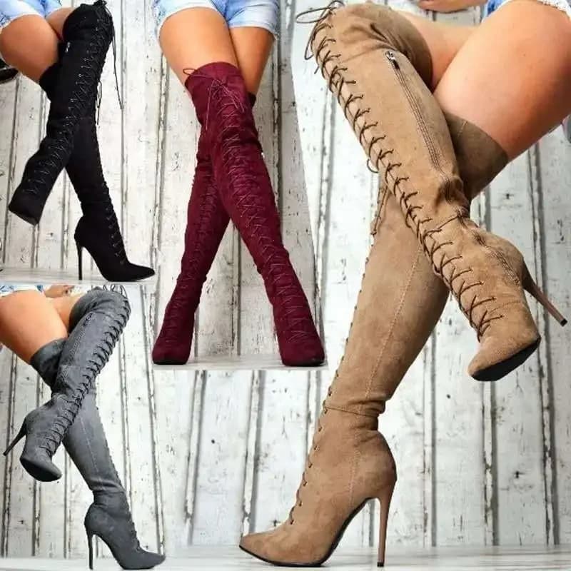 Desiderio stile commercio estero 2020 autunno e inverno sexy tacco sottile tacco super alto a punta 40-43 stivali alti al ginocchio da donna889