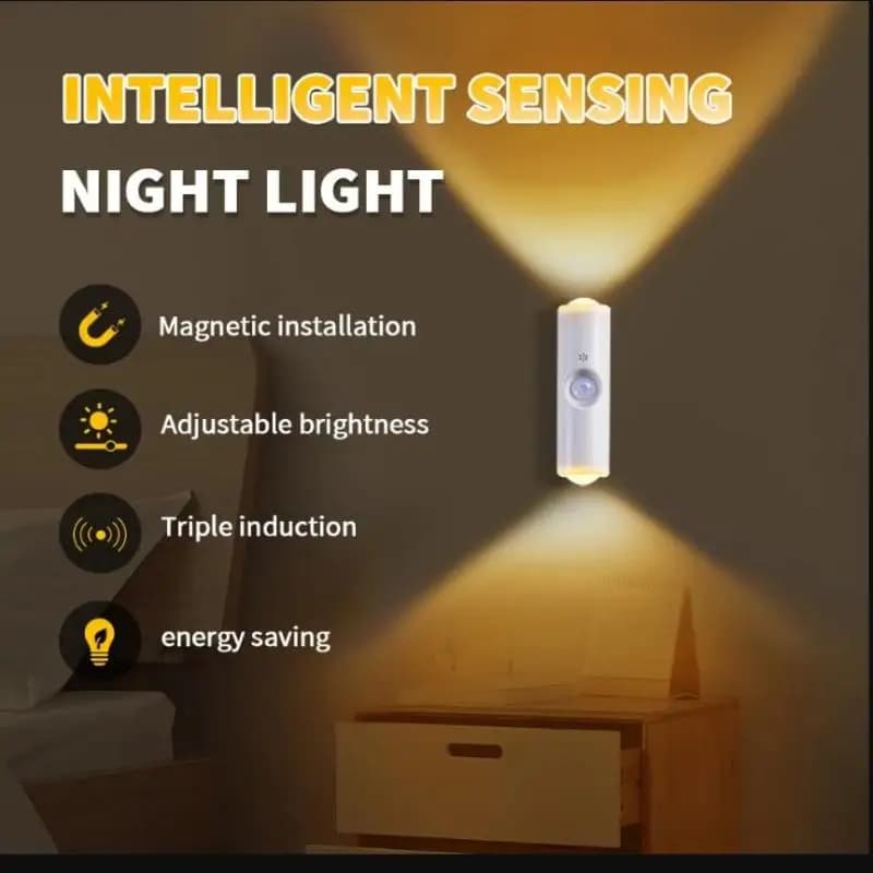 Innovative Magnetic Wall Lamp with LED Motion Sensor for Efficient Night Lighting