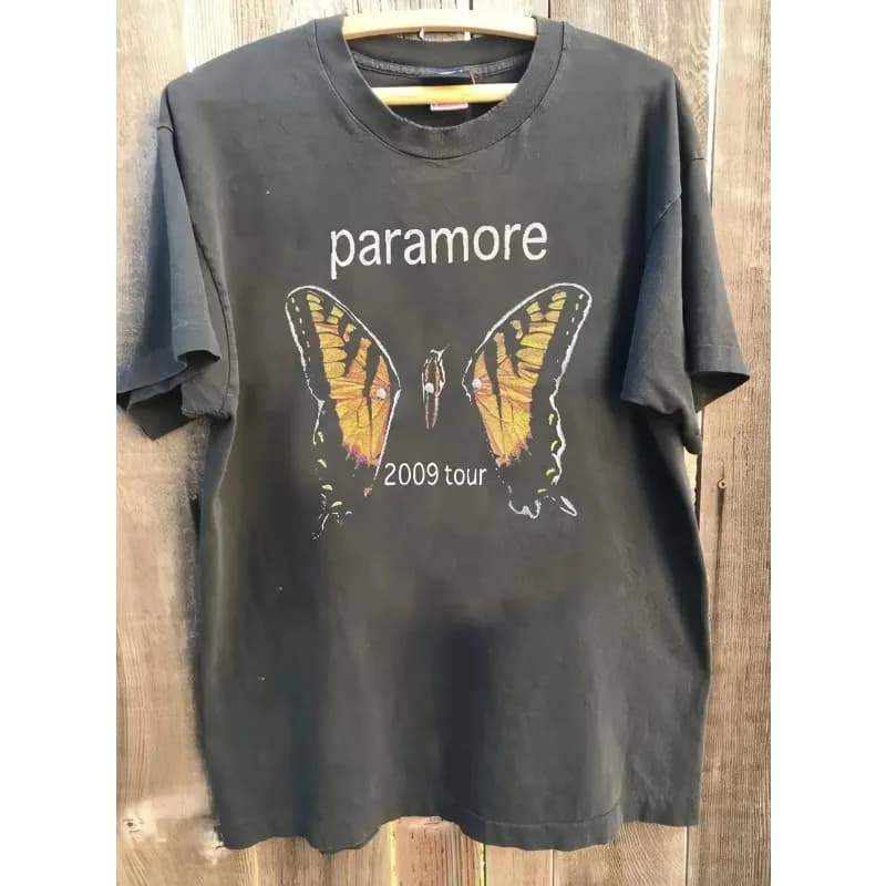 Retro PARAMORE 2009 Tour T-shirt Summer New Style Unisex Casual Fashion Cotton T-shirt
