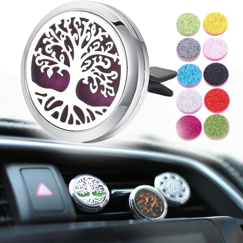 New fragrance diffuser aromatherapy insert for auto medallion 30mm model stainless steel deodorant for car clip jewelry vent + 1 pc pad