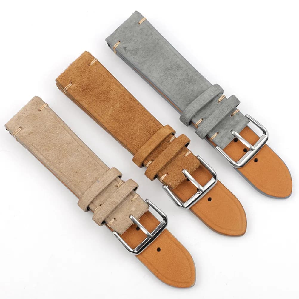Cinturino per orologio regolabile in pelle di vacchetta beige, cinturino di ricambio classico, resistente e confortevole, per uomo e donna