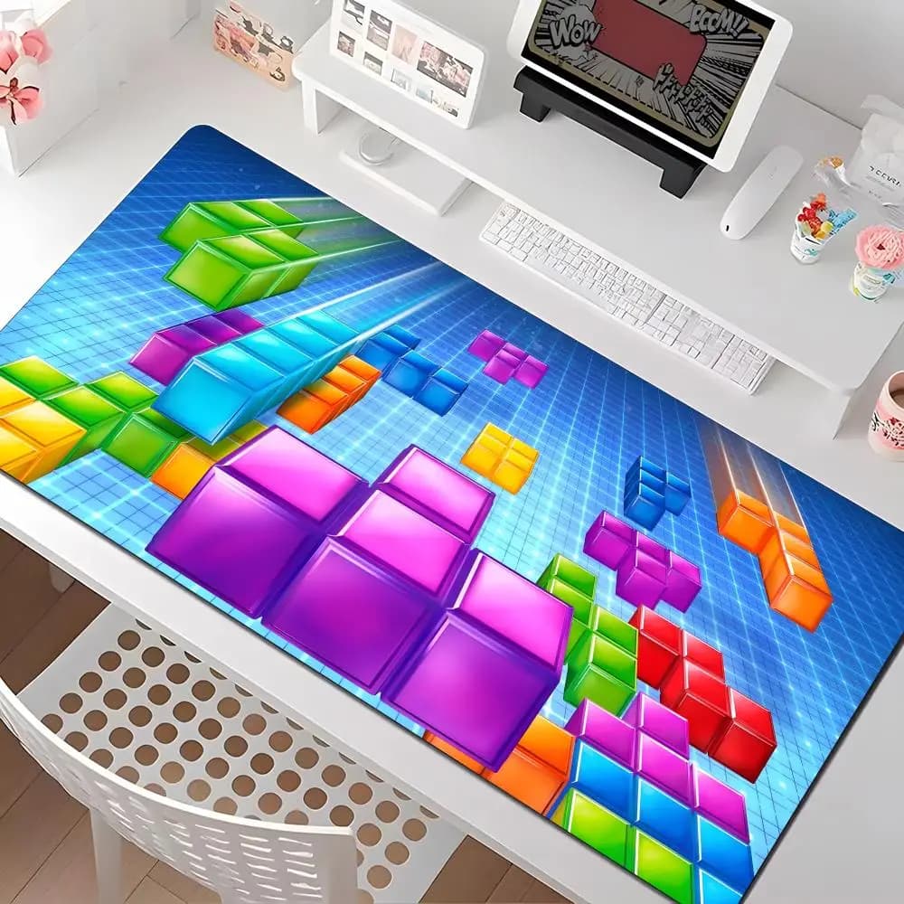 Tappetino per mouse Game T-TETRI, diverse misure, grande, quadrato, per computer, ufficio, tappetini da gioco, in gomma antiscivolo.