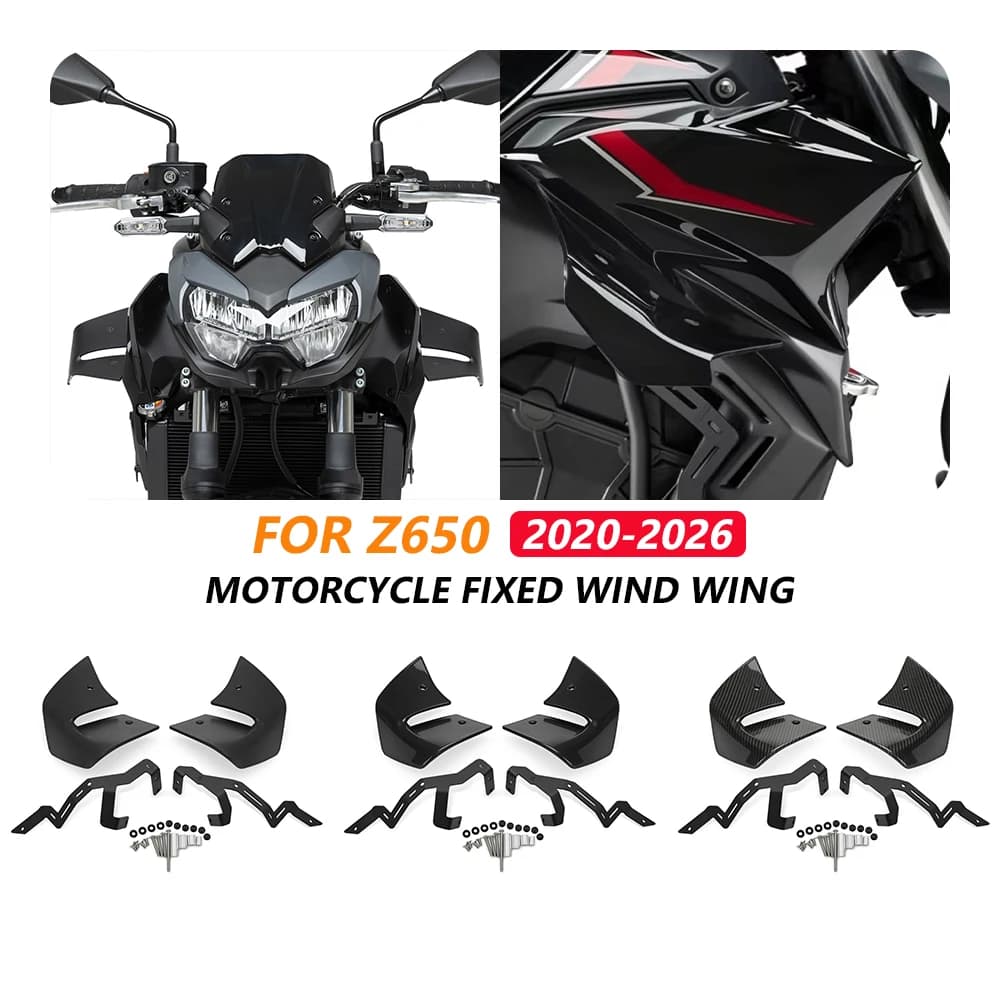 For Kawasaki Z 650 2020-2025 Z650 2024 2023 2022 2021 Motorcycle Front Side Downforce Spoilers Fairing Winglet Fixed Wind Wing