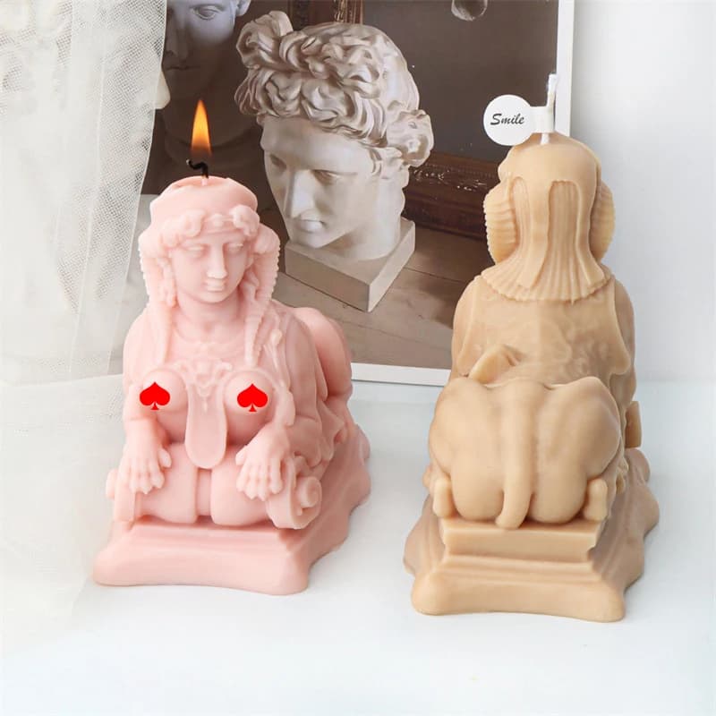 3D egiziano sfinge regina stampi per candele fai da te sfinge resina epossidica stampo in Silicone fatto a mano fusione gesso fare per la decorazione di nozze