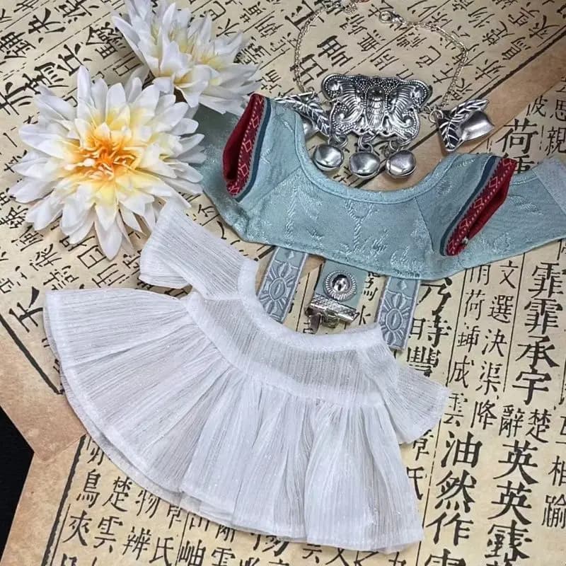 20cm cotton doll - Traditional Chinese Miaojiang series baby clothes plush doll set formal dress