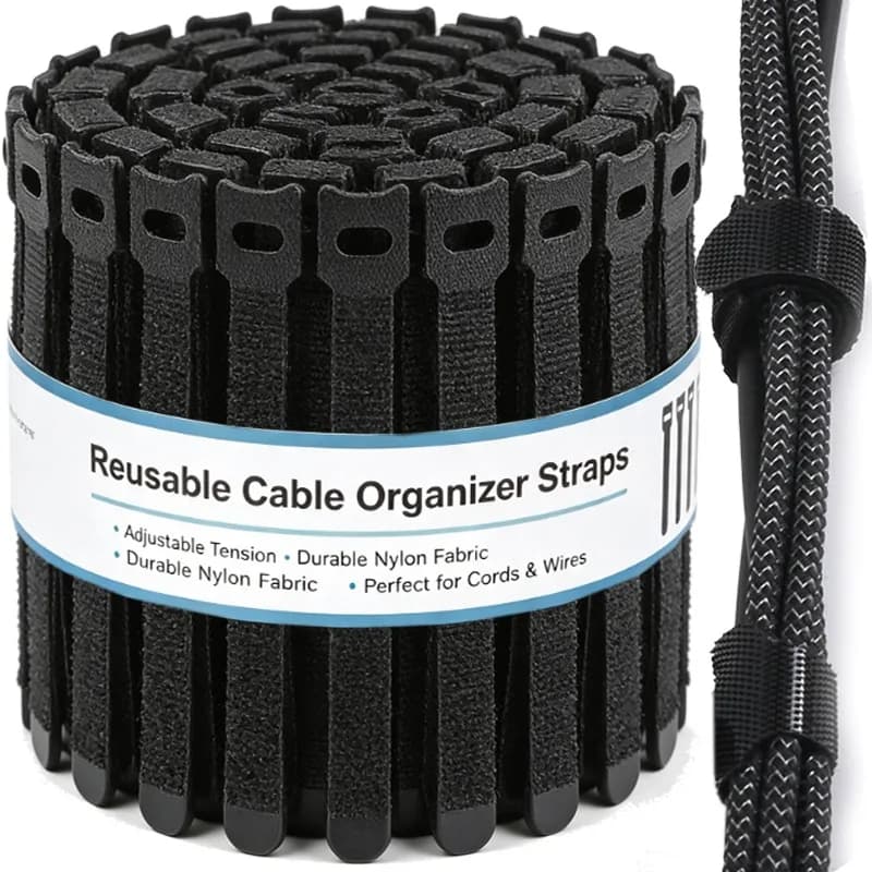10/50pcs Reusable Hook and Loop Tie-downs Adjustable Nylon Cable Ties Nylon Fasteners Cord Straps Organizer for Securing Wires