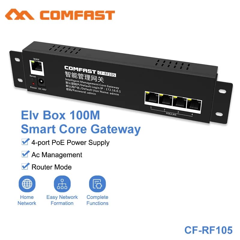 COMFAST CF-RF105 Alimentatore POE a 4 porte Router CA Wifi Home Hotel Roaming continuo/Router centrale di controllo del flusso di rete intelligente