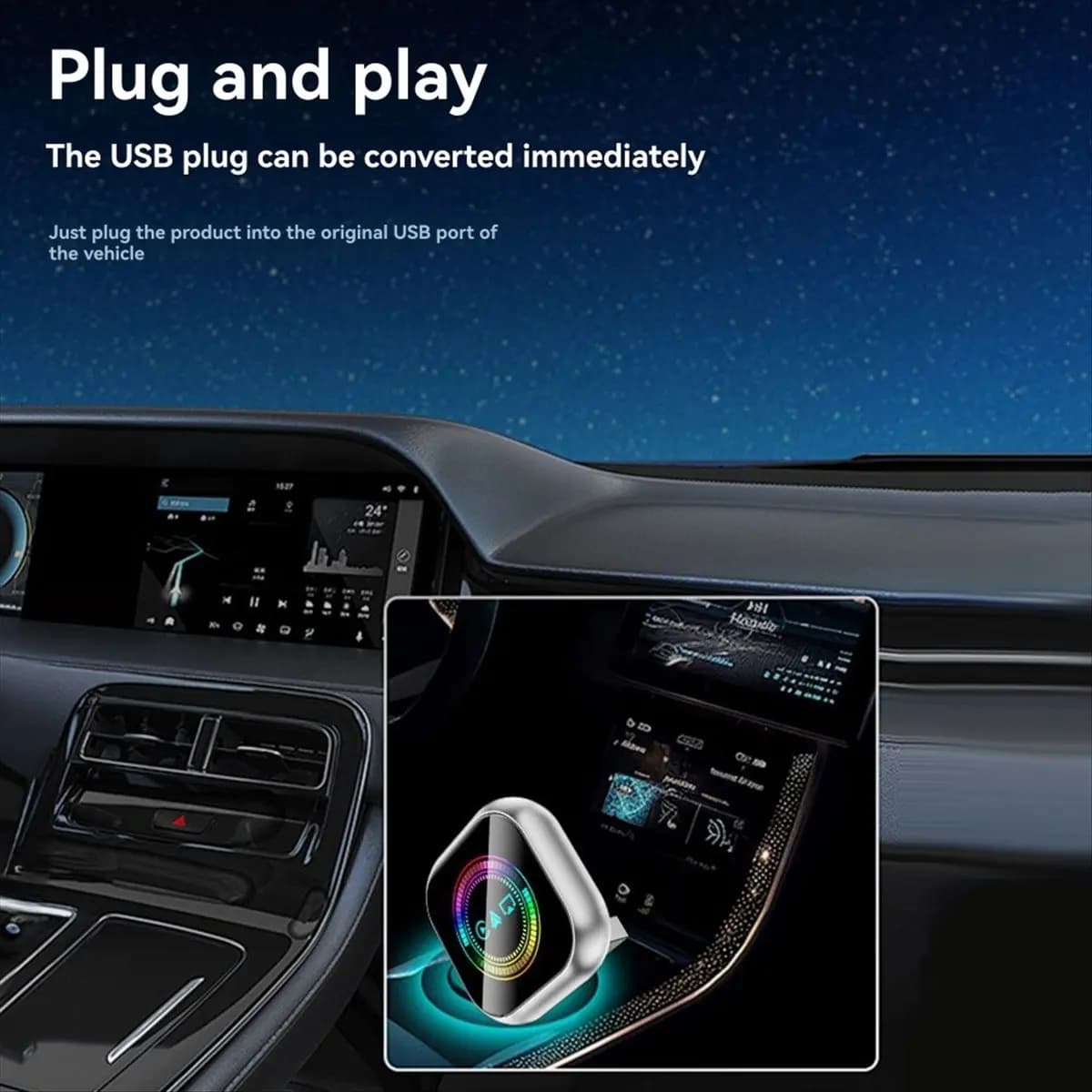 Adattatore Wireless Carplay 3-in-1 AA86, Dongle USB per Airplay Smart Carplay Android Auto, da Carplay Cablato a Wireless Plug and Play B