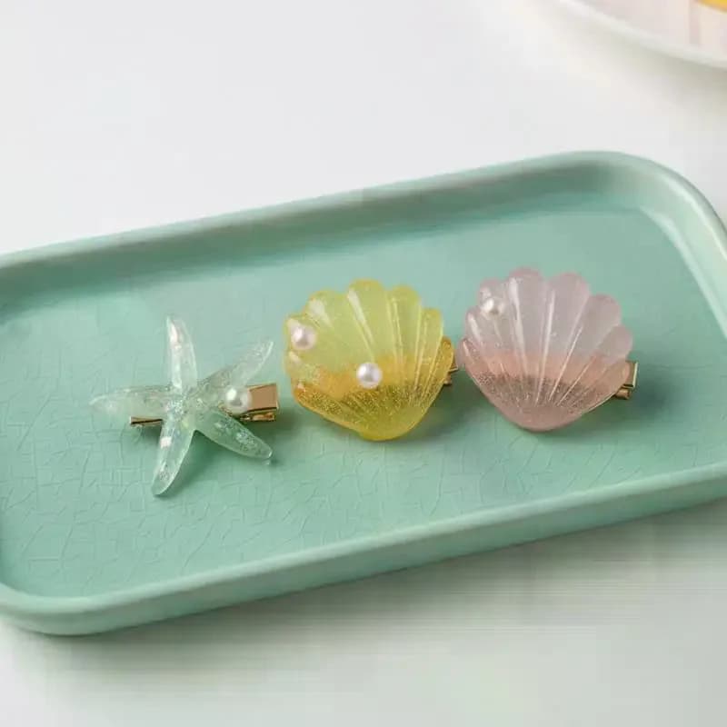 2PCS Elegant Starfish Star Shell Hair Clips Cute Hairpin Duckbill Clip For Ladies Summer Beach Holiday Party Hair Accessories