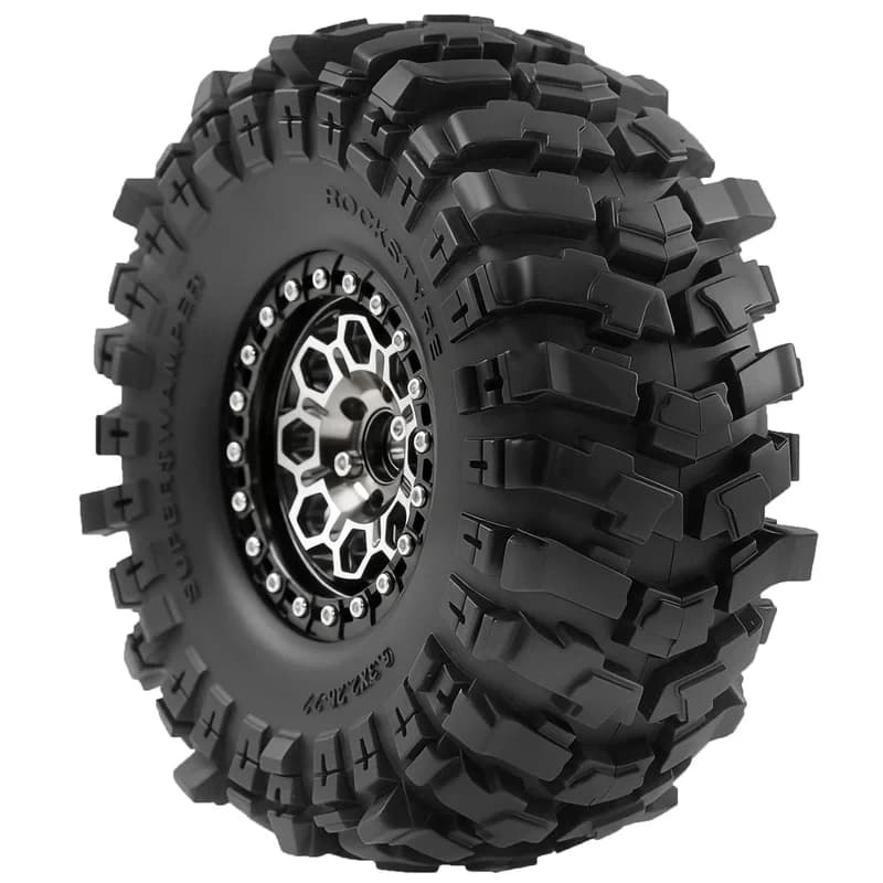 Set di 4 Pneumatici e Ruote RC 2.2 con Cerchi Beadlock per Crawler RC 1/10 SCX10 Pro, Axial SCX10 90046, AXI03007, TRX4