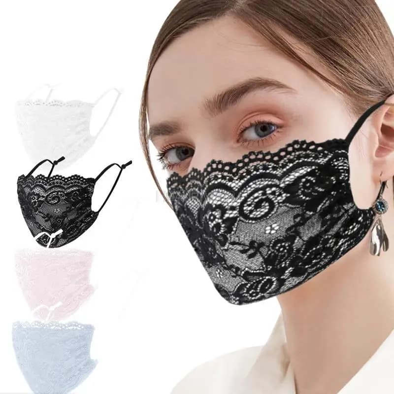 Ultraviolet lace breather for hanging ears, double washable mask in dustproof fabric, ice mask