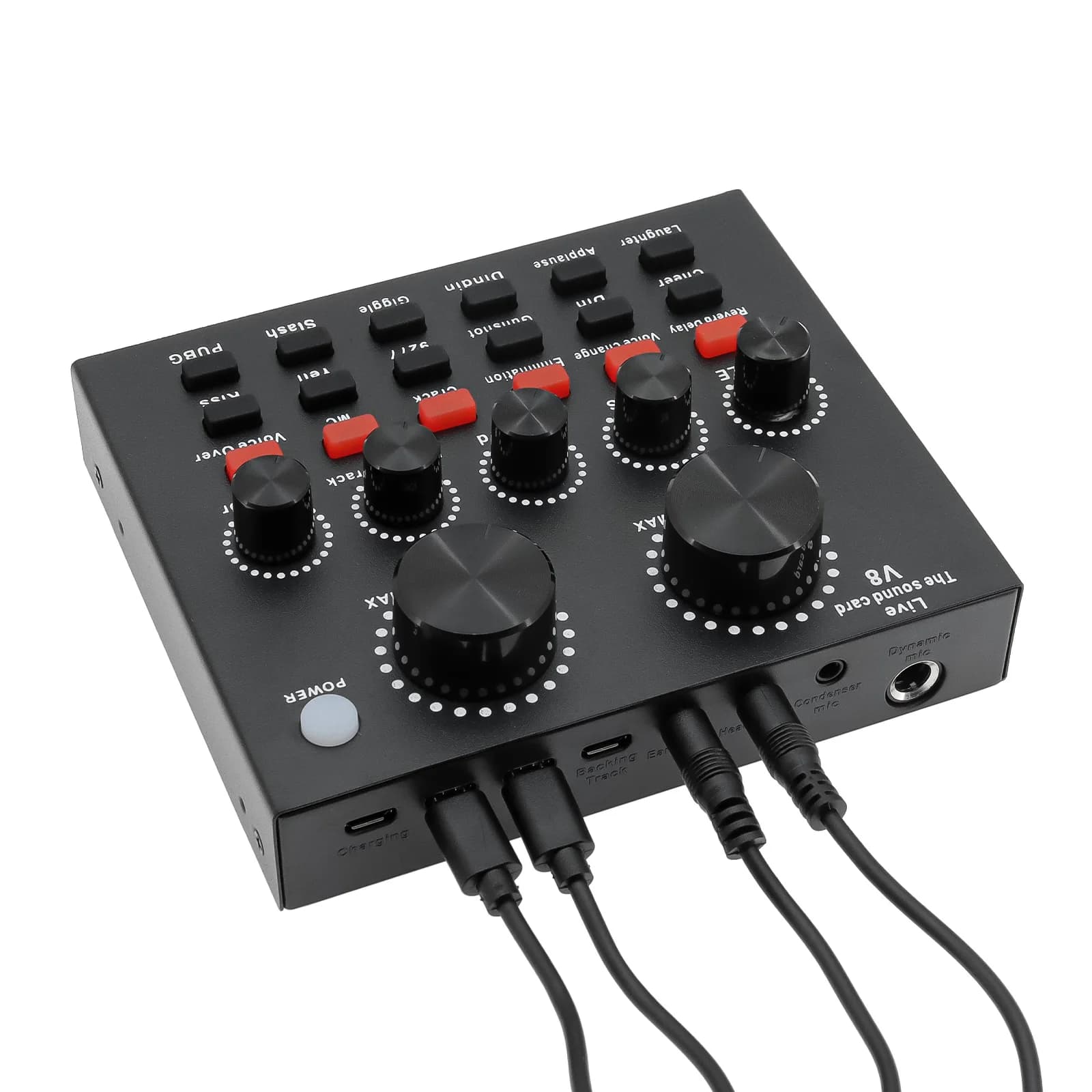 V8 Scheda audio audio Spina USB Attrezzatura DJ Schede audio Mixer audio per telefono Computer PC Webcast Registrazione karaoke esterna dal vivo
