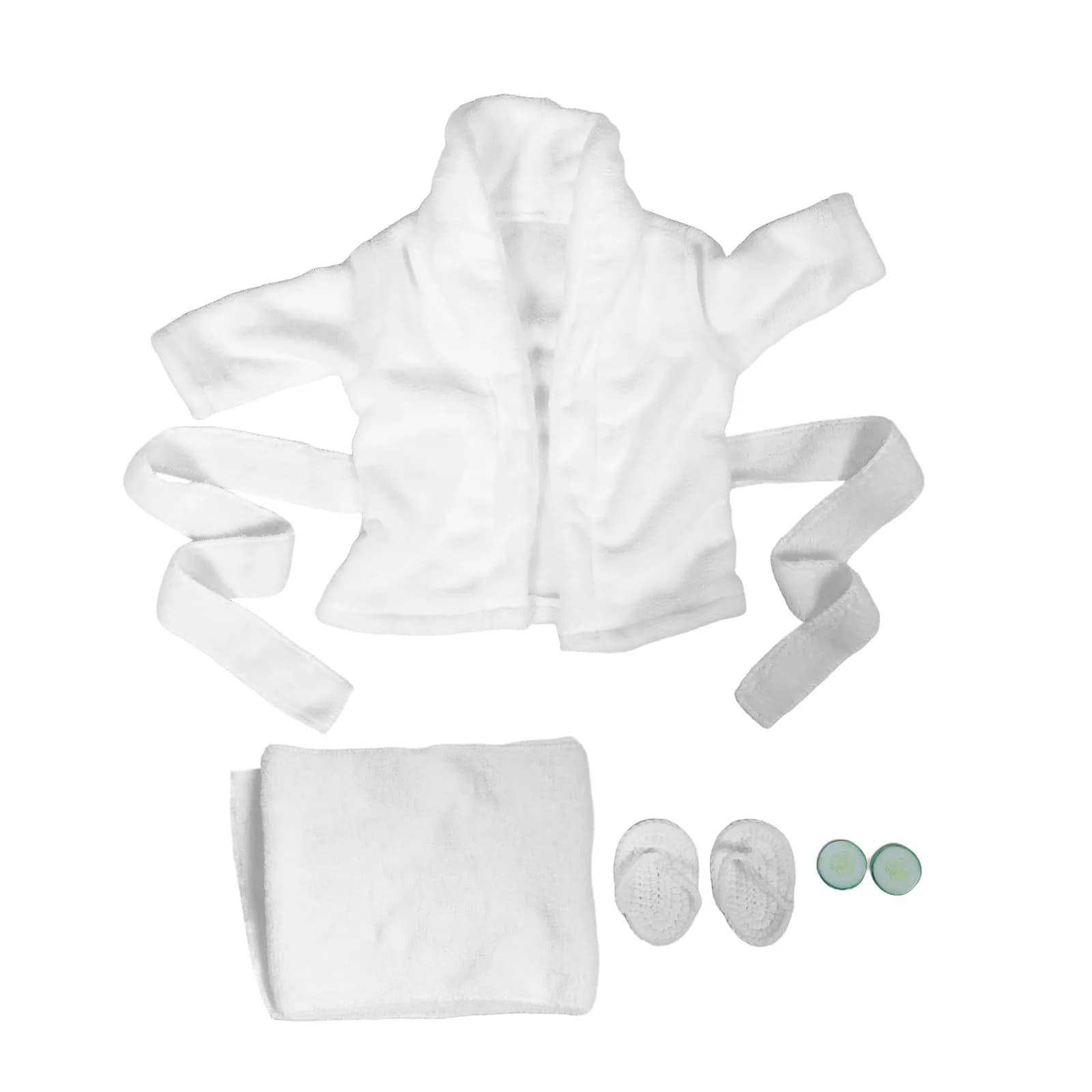1Set Newborn Photography Outfit Day Robe Slippers Towel Wrap Baby Girl Photoshoot Props 0-2 Months Infant Bathrobe Set