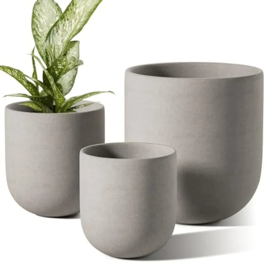 Vasi per Piante da Interno in Ceramica 6+8+10 Pollici, Vasi Cilindrici con Foro di Drenaggio e Tappo per Piante da Interno