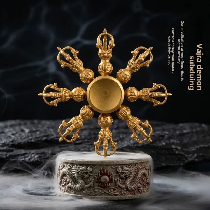 Fidget Spinner a Forma di Vajra Dorata, Giocattolo Antistress Portatile, Ornamento Decorativo