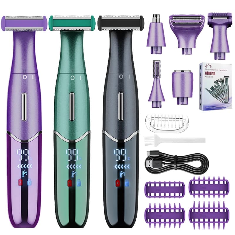 Replaceable heads for women's electric shaver 6 in 1 for whole body Private epilator Shaving shaver Haircutters for nose