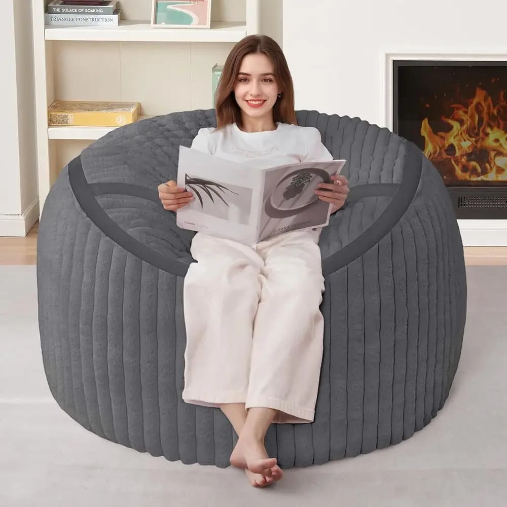 Poltrona Sacco Grande in Memory Foam da 3T - Divano Confortevole per Adulti, Ideale per Casa, Ufficio e Spazi Gaming - Grigio