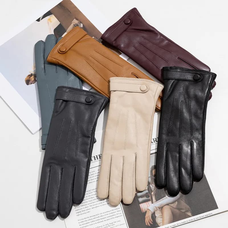Women's Genuine Leather Colorful Gloves Peacore Leather Whole Fingers Winter Hot Outdoor Cycling Equipment