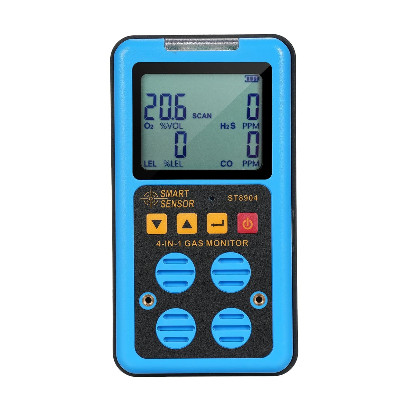 Rilevatore di Gas Multifunzione SMART SENSOR ST8904: Ossigeno O2, Idrogeno Solfuro H2S, Monossido di Carbonio CO, Gas Combustibile LEL