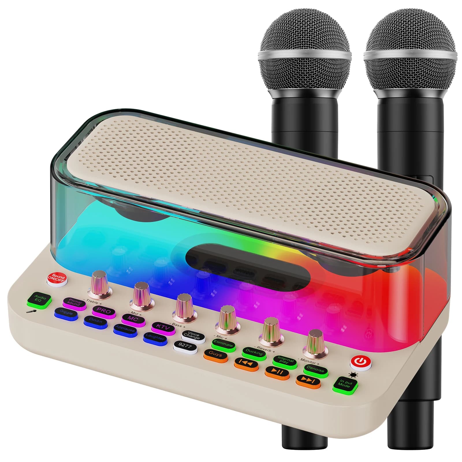 Altoparlante Bluetooth Portatile con 2 Microfoni Wireless per Karaoke, Macchina per Karaoke per Adulti e Bambini con Subwoofer Potenziato