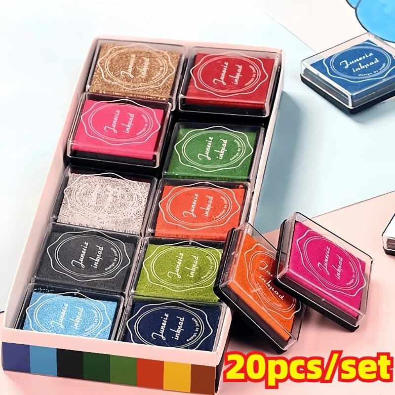 20Colors Inkpad Handmade DIY Craft Oil Based Ink Pad for Fabric Wood Paper Scrapbooking Ink Pad Finger Painting