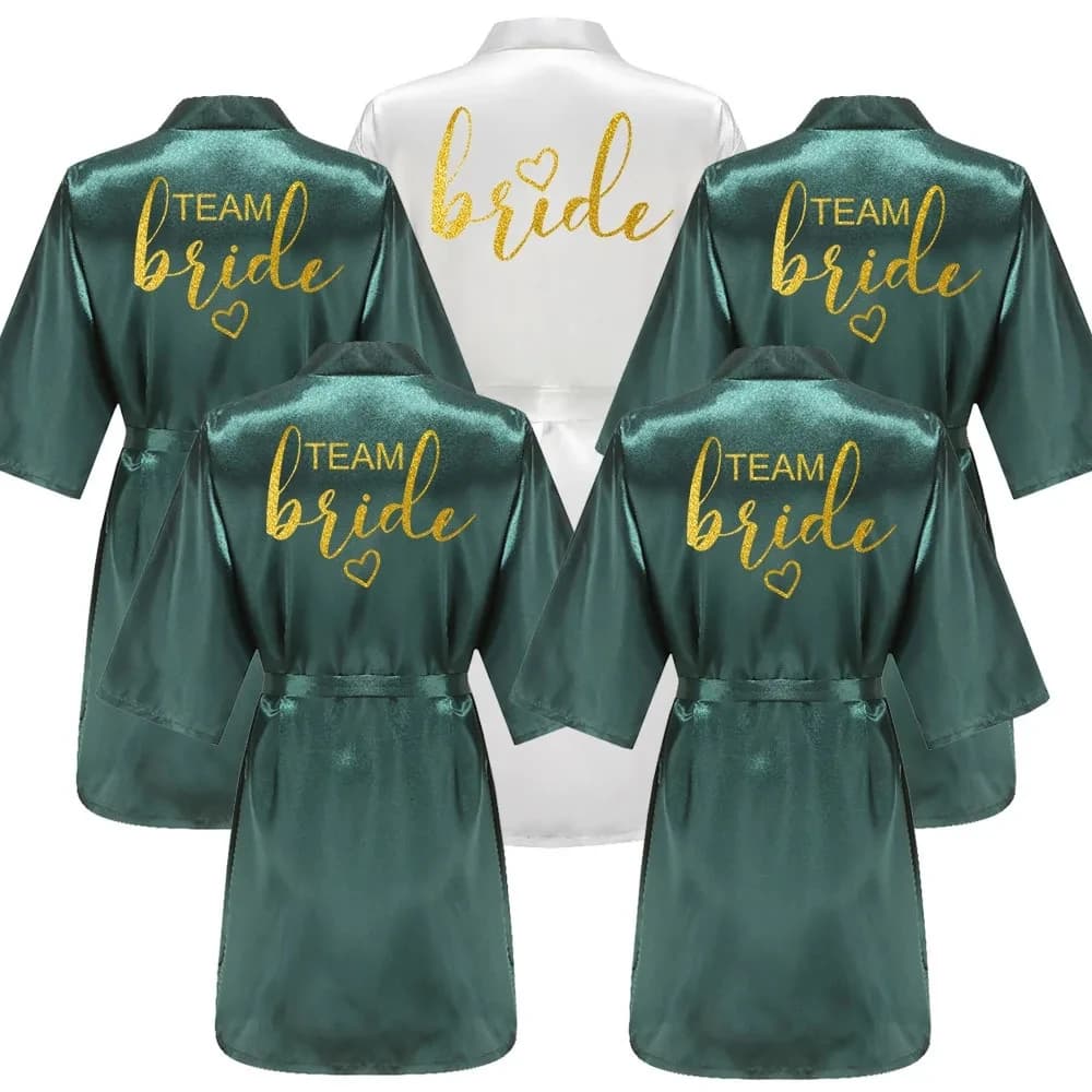 Kimono bathrobe in Raso for Damigelle d'Onore with Golden Written SP093