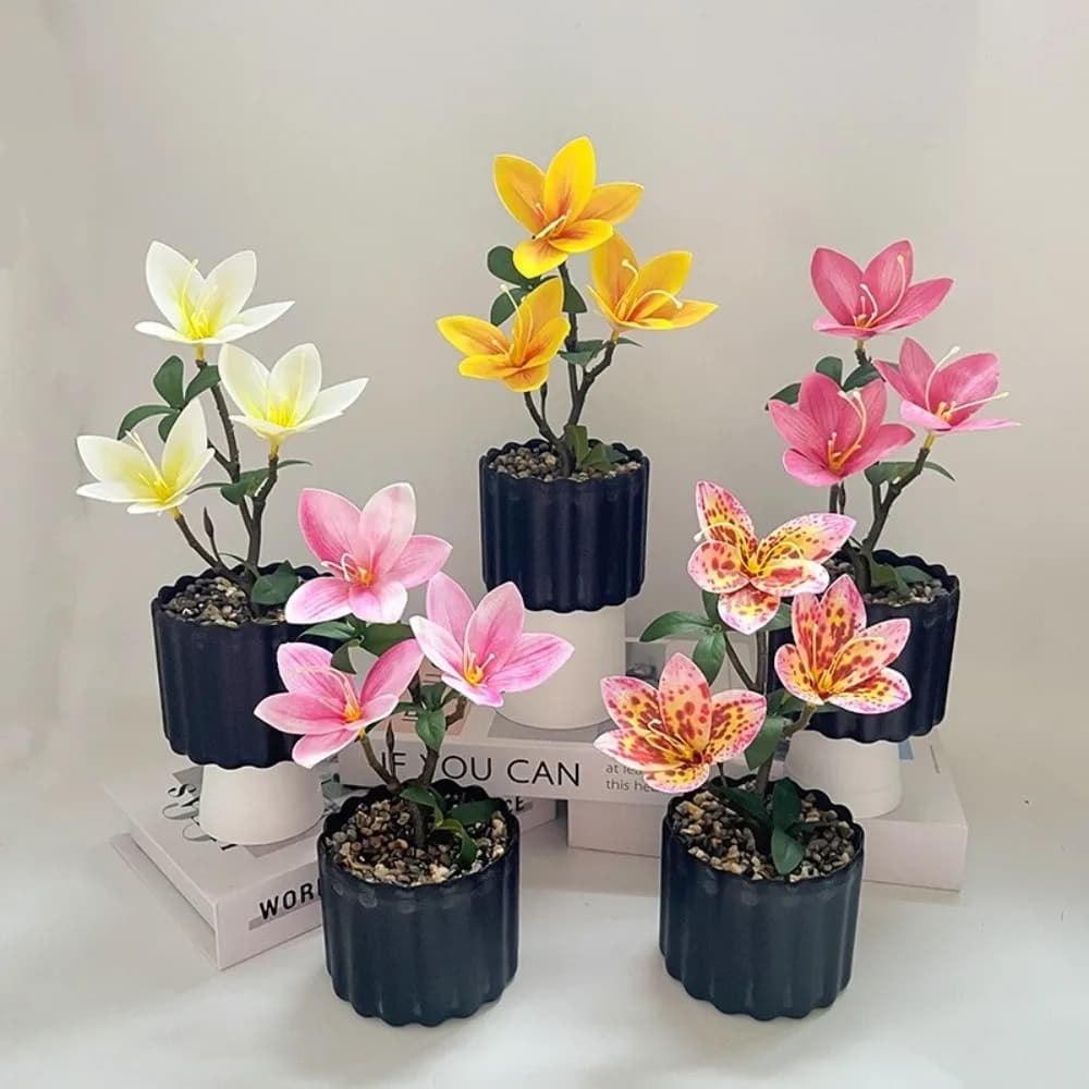 New Multi-Bloom Artificial Flowers, Simulated Magnolia, Artificial Plants, Bonsai Fai-da-Te, Green Home Decoration