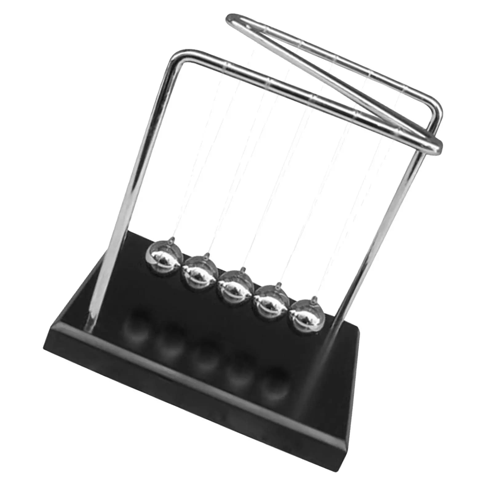 Pendolo di Newton con Base in Legno Massello a Forma di Z e Sfere Metalliche, Strumento Didattico per la Fisica, Decorazione da Scrivania, Antistress