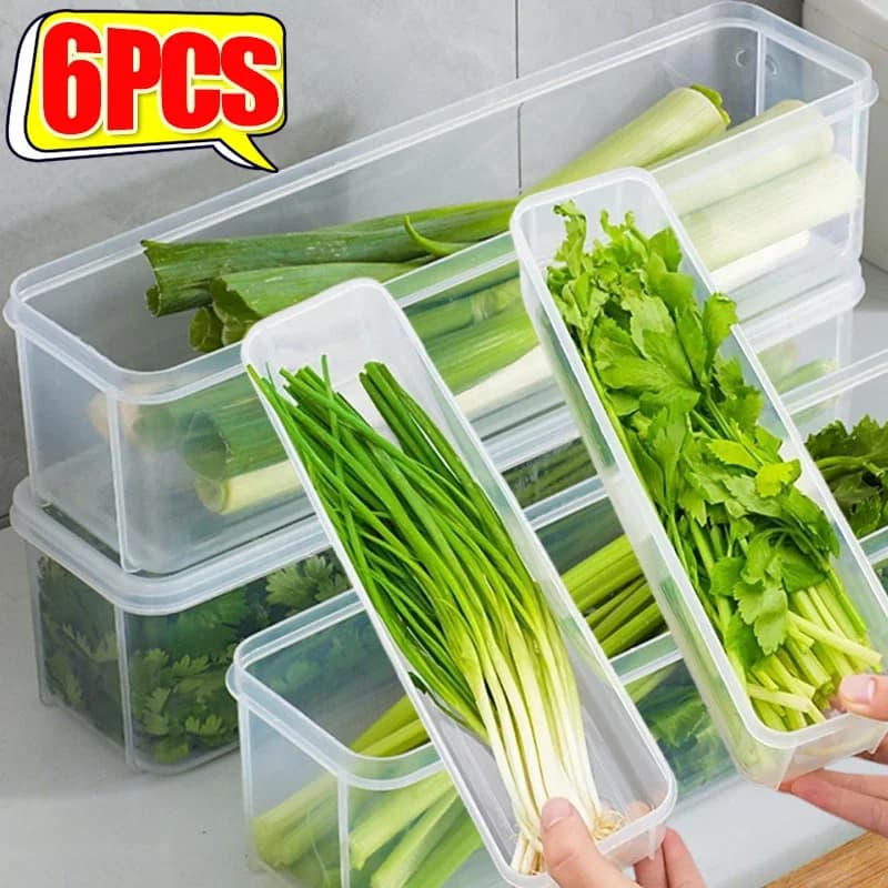Refrigerator Storage Boxes Rectangular Food Organizer Cold Storage Fruit and Vegetable Containers For Home Kitchen