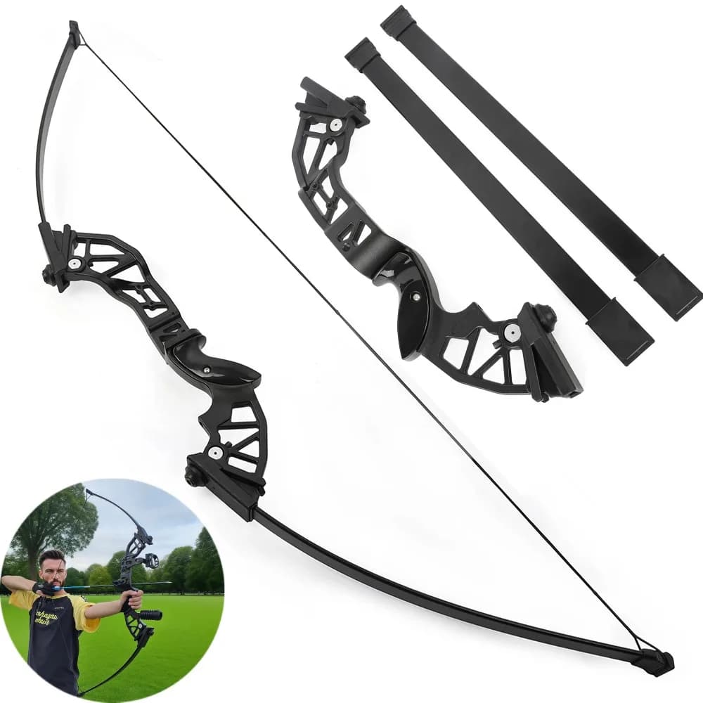 Tiro con l'arco Arco dritto da 49,6'' Arco ricurvo Takedown 30-53 libbre Riser regolabile in lega di alluminio Tiro a mano destra Caccia al bersaglio