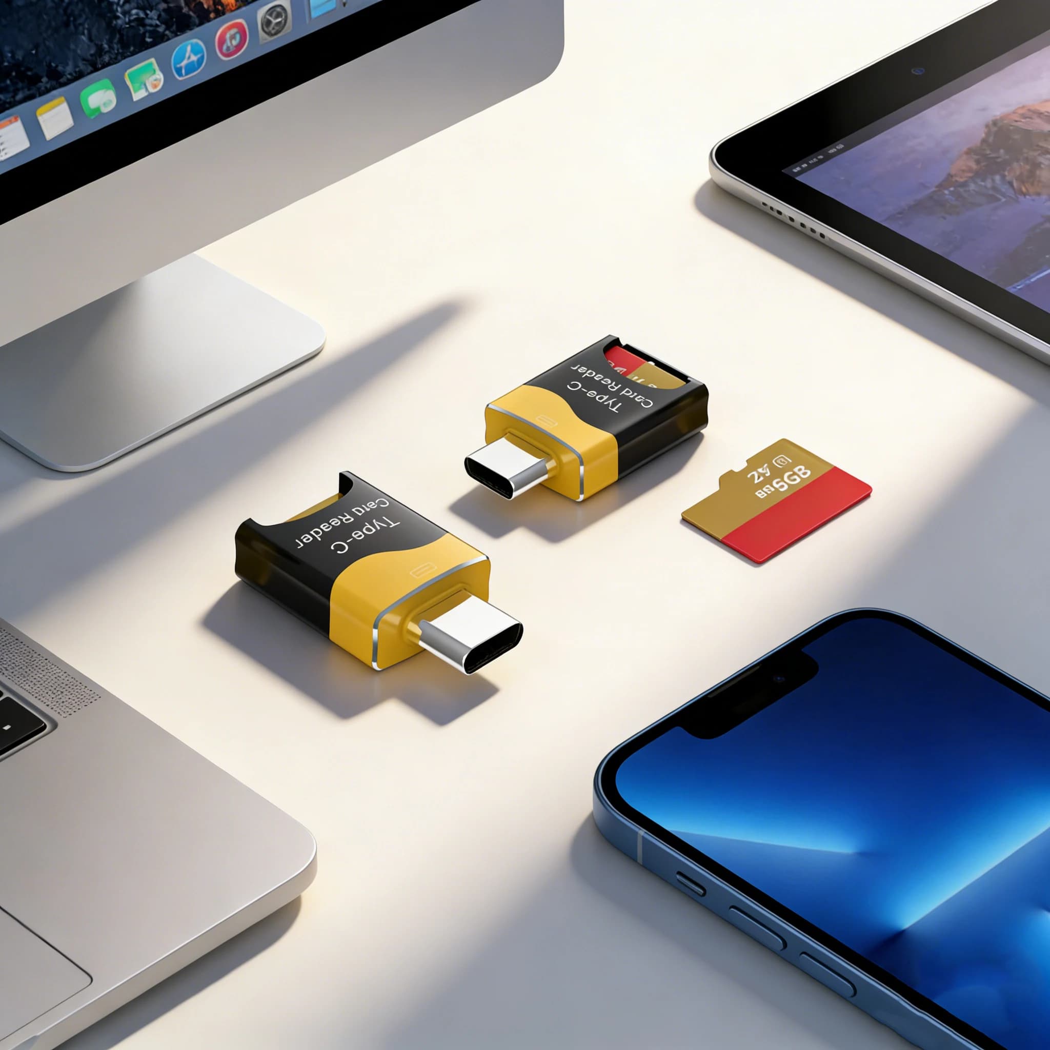 Lettore di schede di tipo C Mini lettore di schede Micro-SD in lega di alluminio Slot per schede nascoste Flash Drive plug and play per Huawei iPad MacBook